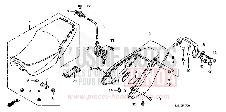 SEAT/REAR COWL for CB1300 Super Bold'or ABS PEARL FADELESS WHITE (NH341KF) from 2007